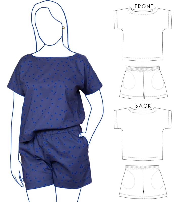 Relaxed-fit-pajama-set-with-shorts-and-a-short-sleeve-top